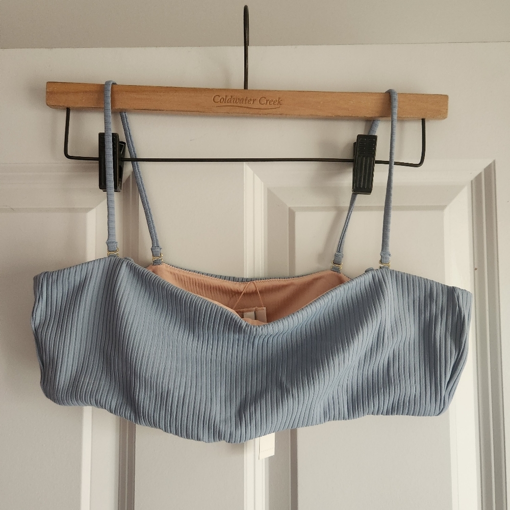 Madewell Dusty Blue Ribbed Bikini Top